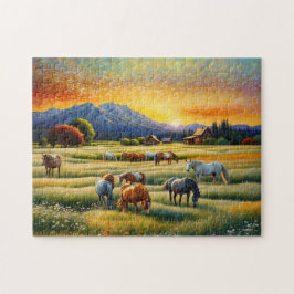 Puzzle Horse on Farm Wildflower Meadow