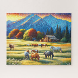 Puzzle Horse on Farm Wildflower Meadow