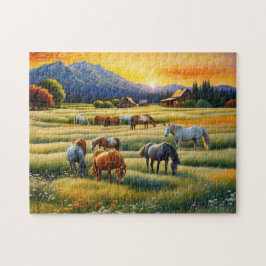 Puzzle Horse on Farm Wildflower Meadow