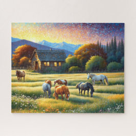 Puzzle Horse on Farm Wildflower Meadow