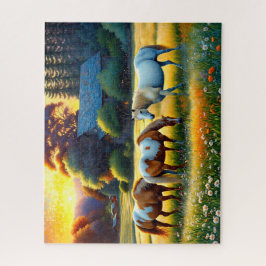 Puzzle Horse on Farm Wildflower Meadow