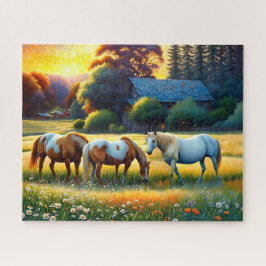 Puzzle Horse on Farm Wildflower Meadow