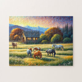Puzzle Horse on Farm Wildflower Meadow