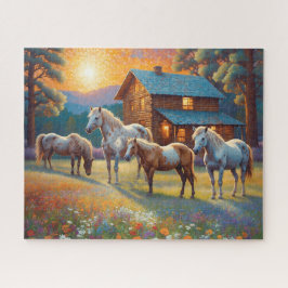 Puzzle Horse on Farm Wildflower Meadow
