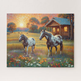 Puzzle Horse on Farm Wildflower Meadow