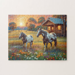 Puzzle Horse on Farm Wildflower Meadow