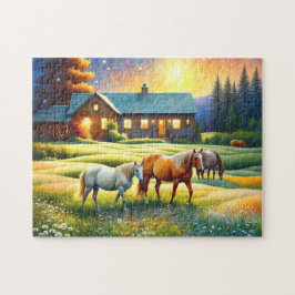 Puzzle Horse on Farm Wildflower Meadow