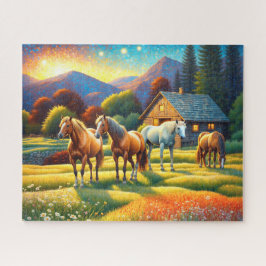 Puzzle Horse on Farm Wildflower Meadow