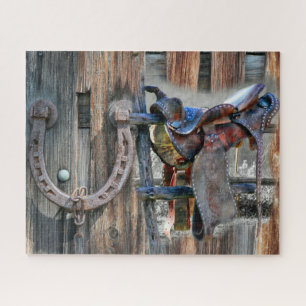 Puzzle Horse Saddle Horseshoe Rústico Oeste