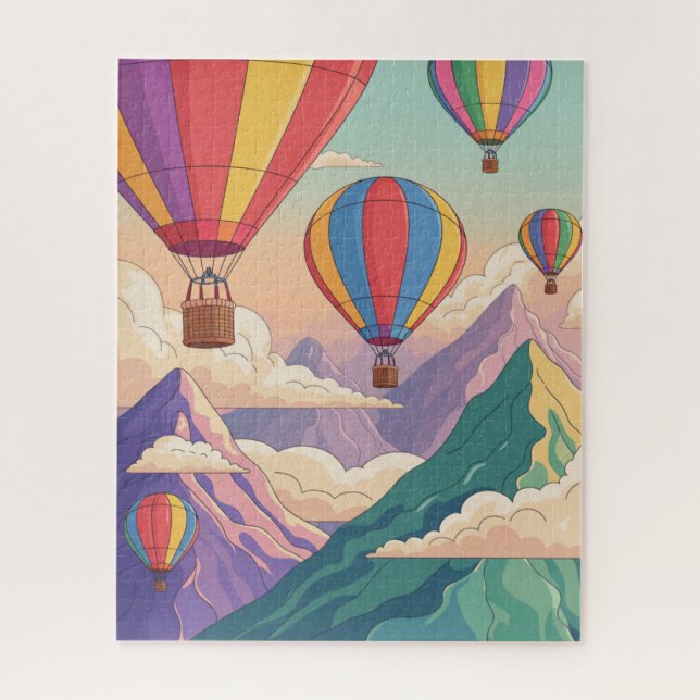 Puzzle Hot air balloon mountain adventure (Vertical)