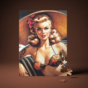 Puzzle Hot Beach Pin-up