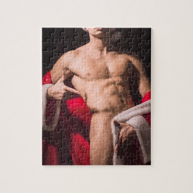 Puzzle Hot Guy Poses Sexy Shirless Santa Set (Vertical)