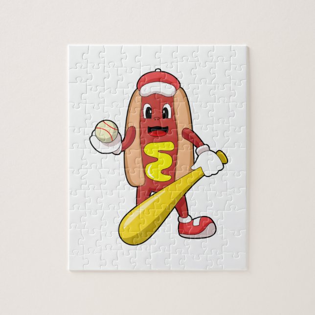 Puzzle Hotdog de Béisbol con bate de béisbol (Vertical)