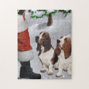 Puzzle Hound Basset con Navidades Santa