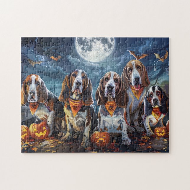 Puzzle Hound Halloween Basset Spooky (Horizontal)