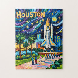 Puzzle Houston Skyline Space Center Rocket Van Gogh Kids