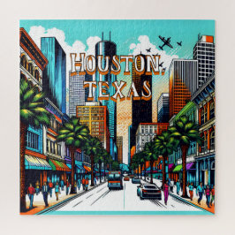 Puzzle Houston, Texas Downtown City View Resumen de Arte