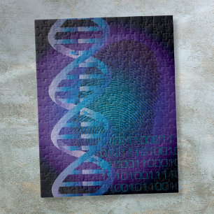 Puzzle Huella dactilar de ADN azul ciencia médica policía