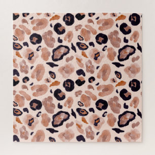 Puzzle Huella de leopardo, sin costuras, de fondo beige.