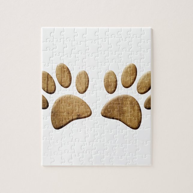 Puzzle Huella de pata de perro de madera (Vertical)