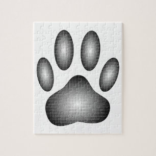 Puzzle Huella de pata de perro en gradientes en blanco y