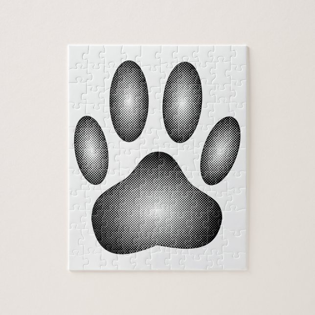 Puzzle Huella de pata de perro en gradientes en blanco y  (Vertical)