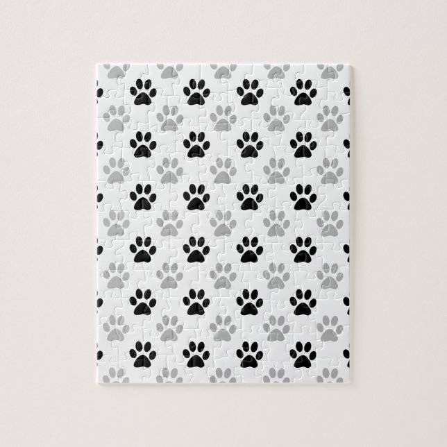 Puzzle Huellas de cachorro en blanco y negro (Vertical)