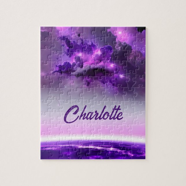 Puzzle Hues púrpuras cósmicas en un sistema solar fantást (Vertical)