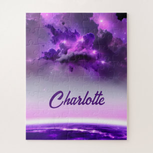 Puzzle Hues púrpuras cósmicas en un universo divertido