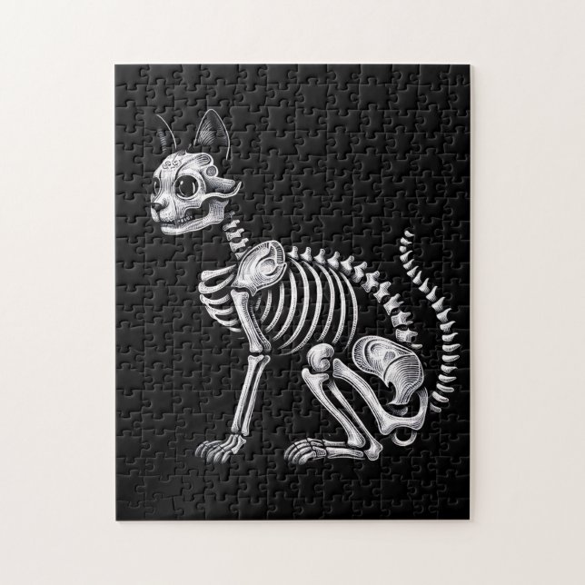 Puzzle Huesos de Medianoche: Gato Esqueleto (Vertical)