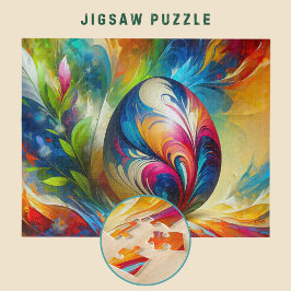 Puzzle Huevo de Pascua abstracto flujo de color vivo -