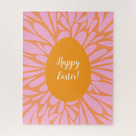 Puzzle Huevo naranja de ráfaga floral feliz de Pascua