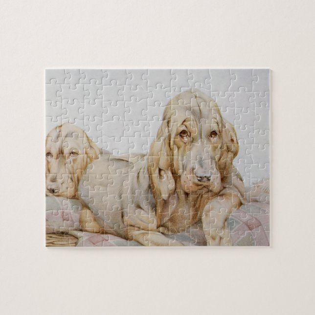 Puzzle Huevos blancos, perros cachorros de EJ Detmold (Horizontal)