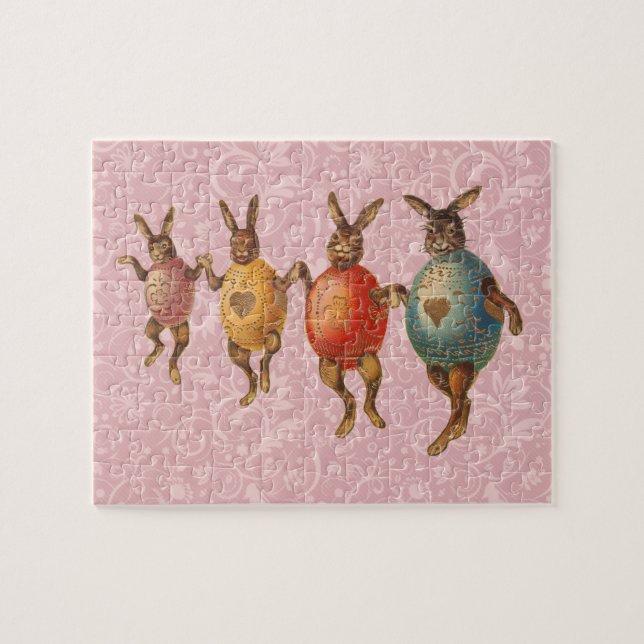 Puzzle Huevos de baile del conejo de Pascua (Horizontal)