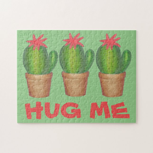 Puzzle Hug Me Green Cactus Cacti Cactuses Potant (Horizontal)