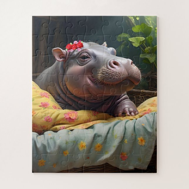 Puzzle "Huggles de la mañana: El bebé Hippo se despierta  (Vertical)