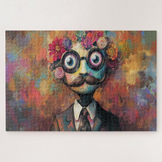 Puzzle Humanoide Caprichoso Con Ojos Grandes y Cabello Fl (Horizontal)