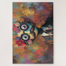 Puzzle Humanoide Caprichoso Con Ojos Grandes y Cabello Fl