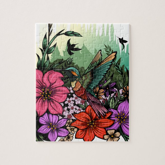 Puzzle Hummingbird Garden (Vertical)