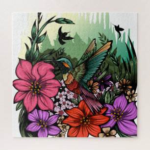 Puzzle Hummingbird Garden