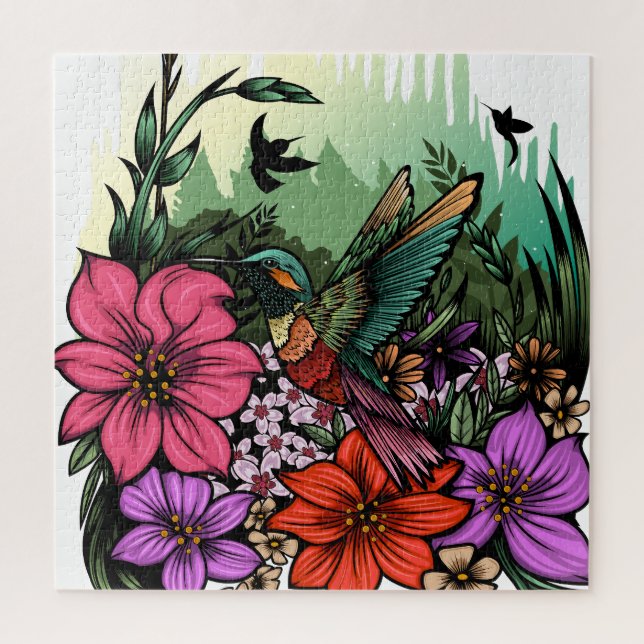 Puzzle Hummingbird Garden (Vertical)