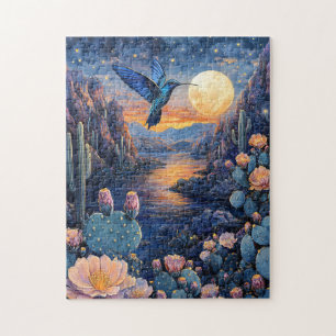 Puzzle Hummingbird Scene Southwestern Night