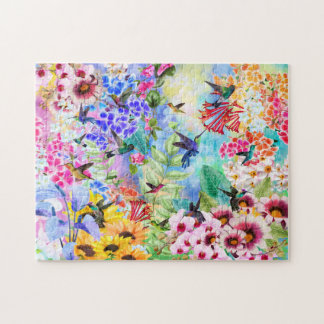 Puzzle Hummingbirds y Flores