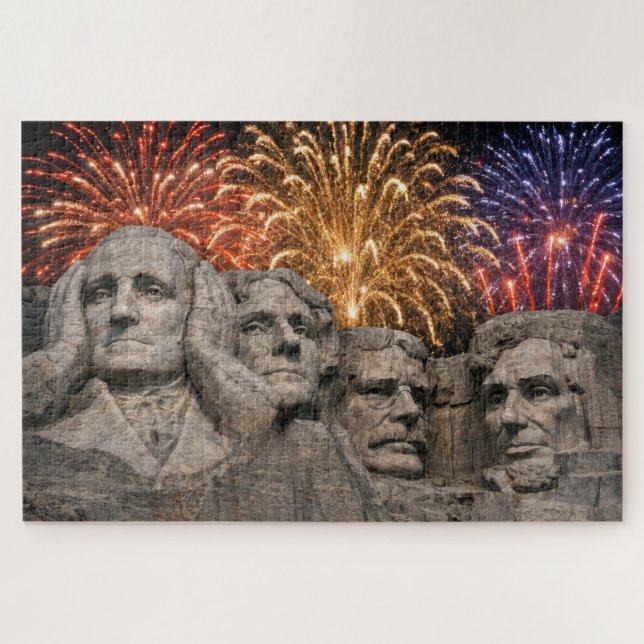 Puzzle Humor de Mount Rushmore con fuegos artificiales (Horizontal)