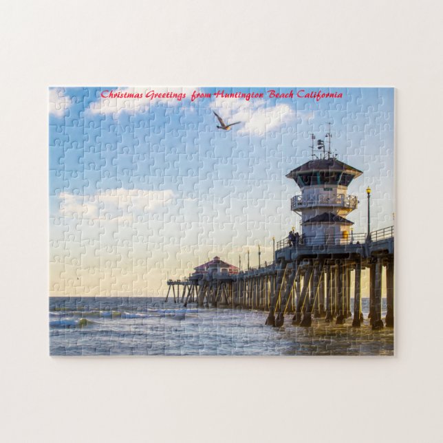 Puzzle Huntington Beach California.Saludos de Navidad (Horizontal)