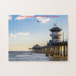 Puzzle Huntington Beach California.Saludos de Navidad