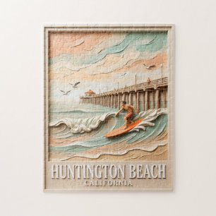 Puzzle Huntington Beach California Textura Surfista Surfe