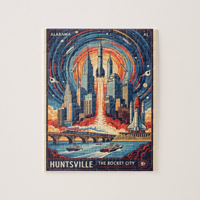Puzzle Huntsville Alabama Rocket City Futuristic Space (Vertical)