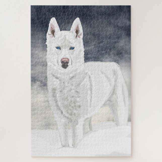 Puzzle Husky blanco (Vertical)