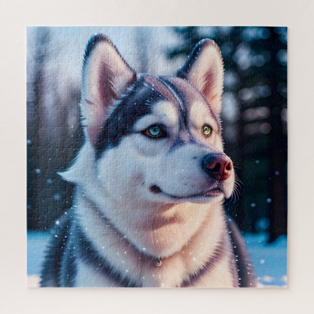 Puzzle Husky se adentra en el invierno (Vertical)
